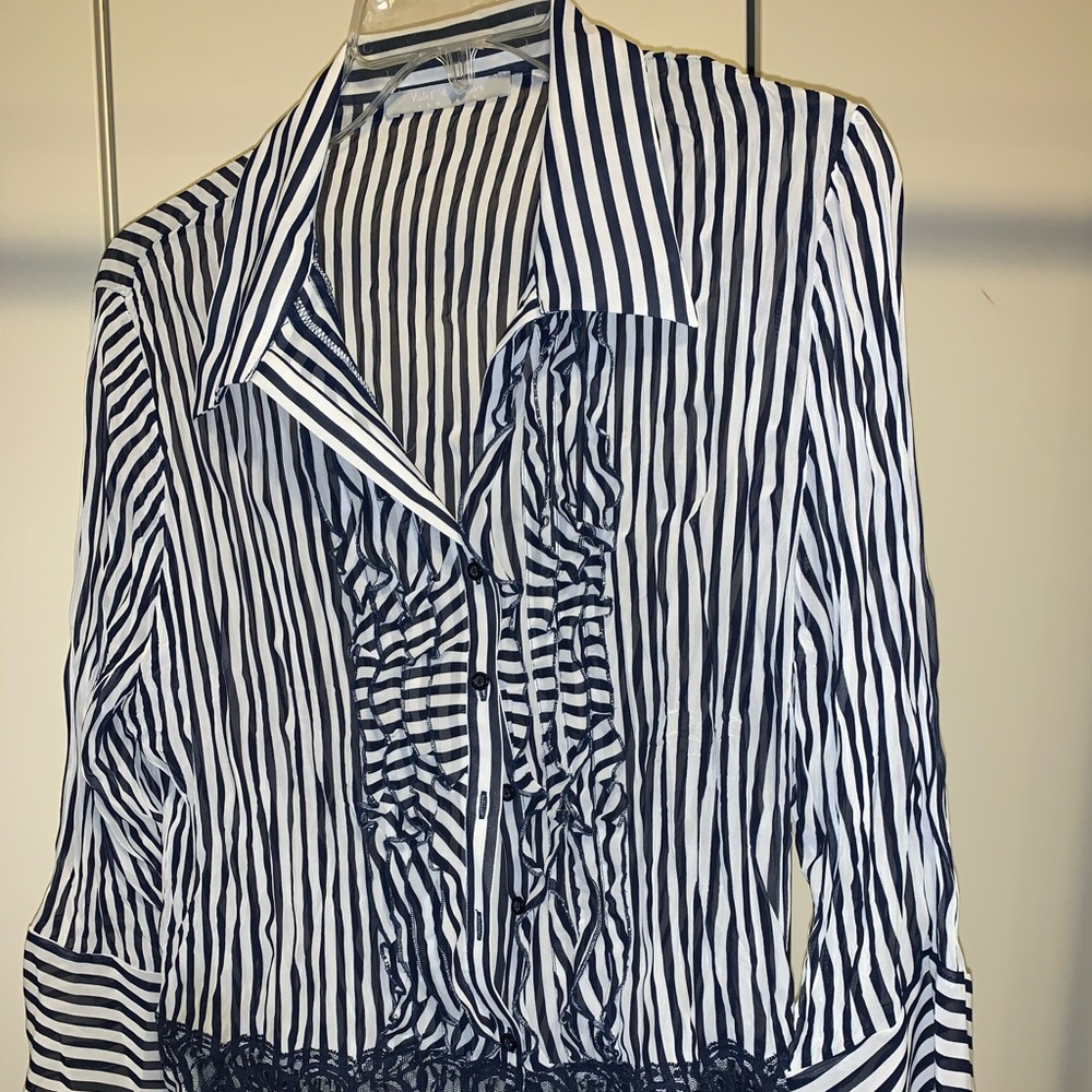 See through stripped blouse